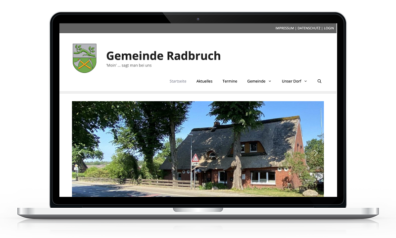Gemeinde Radbruch - Referenz auf MacBook Startseite